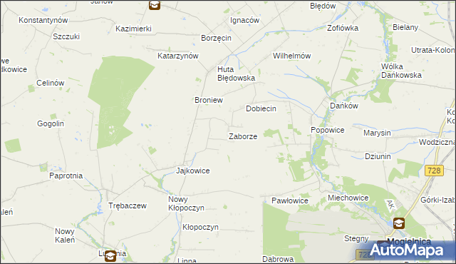 mapa Zaborze gmina Sadkowice, Zaborze gmina Sadkowice na mapie Targeo