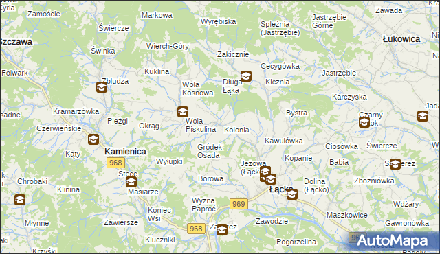 mapa Zagorzyn gmina Łącko, Zagorzyn gmina Łącko na mapie Targeo