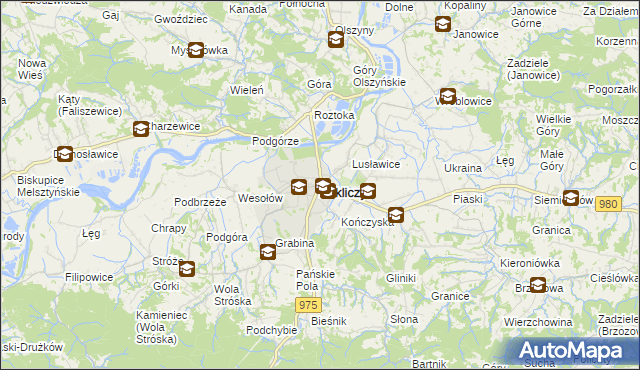 mapa Zakliczyn powiat tarnowski, Zakliczyn powiat tarnowski na mapie Targeo