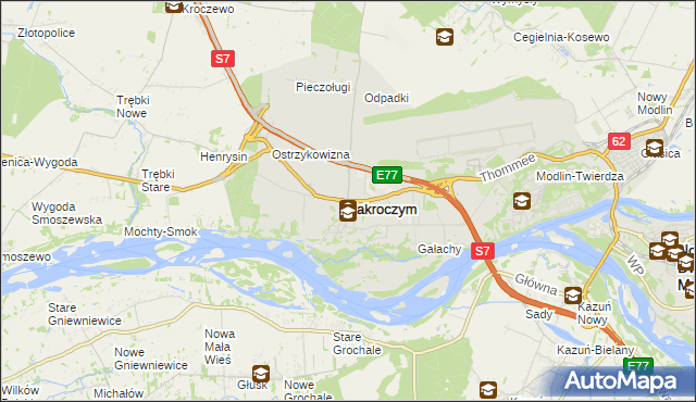 mapa Zakroczym, Zakroczym na mapie Targeo