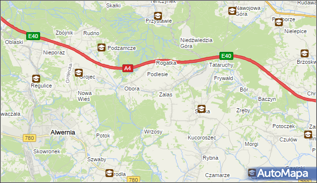 mapa Zalas gmina Krzeszowice, Zalas gmina Krzeszowice na mapie Targeo