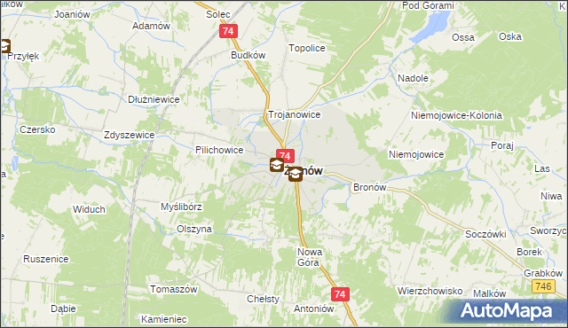 mapa Żarnów powiat opoczyński, Żarnów powiat opoczyński na mapie Targeo