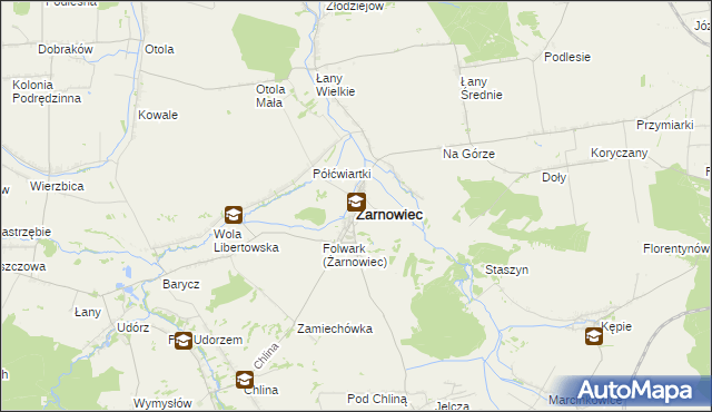 mapa Żarnowiec powiat zawierciański, Żarnowiec powiat zawierciański na mapie Targeo