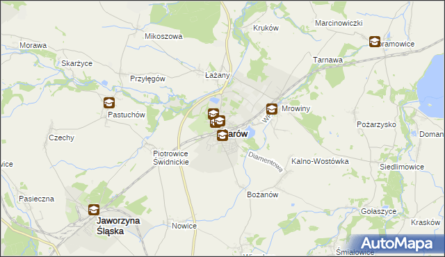 mapa Żarów powiat świdnicki, Żarów powiat świdnicki na mapie Targeo