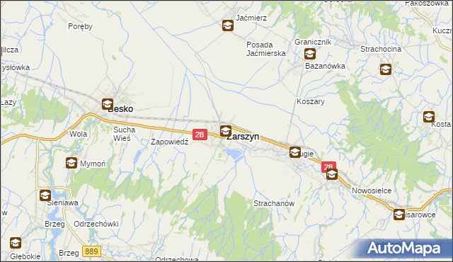 mapa Zarszyn, Zarszyn na mapie Targeo