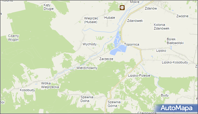 mapa Zarzecze gmina Zamość, Zarzecze gmina Zamość na mapie Targeo