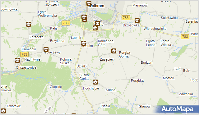 mapa Zasępiec, Zasępiec na mapie Targeo