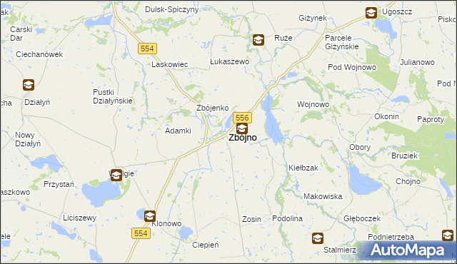 mapa Zbójno powiat golubsko-dobrzyński, Zbójno powiat golubsko-dobrzyński na mapie Targeo