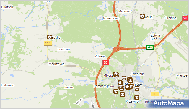 mapa Żdżary gmina Goleniów, Żdżary gmina Goleniów na mapie Targeo