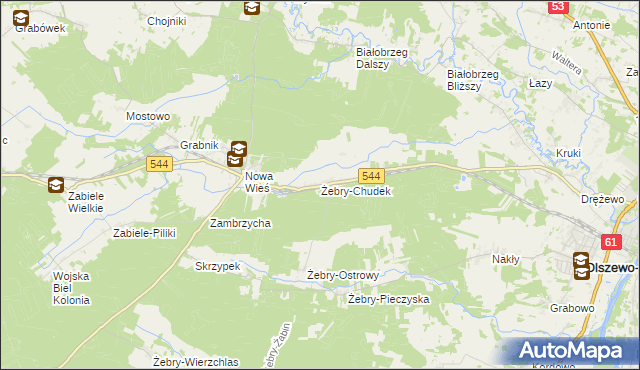 mapa Żebry-Chudek, Żebry-Chudek na mapie Targeo