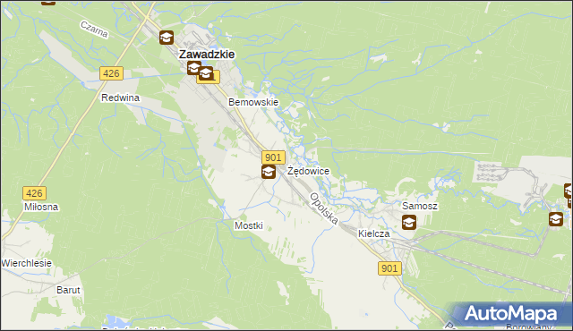 mapa Żędowice, Żędowice na mapie Targeo