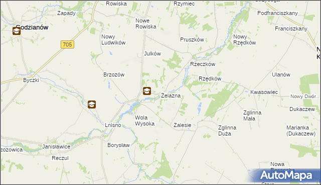 mapa Żelazna gmina Skierniewice, Żelazna gmina Skierniewice na mapie Targeo