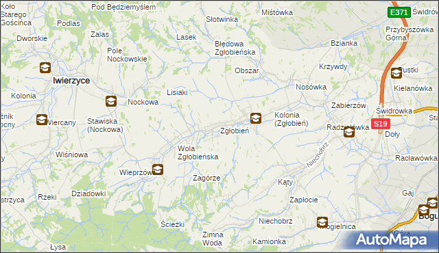 mapa Zgłobień, Zgłobień na mapie Targeo