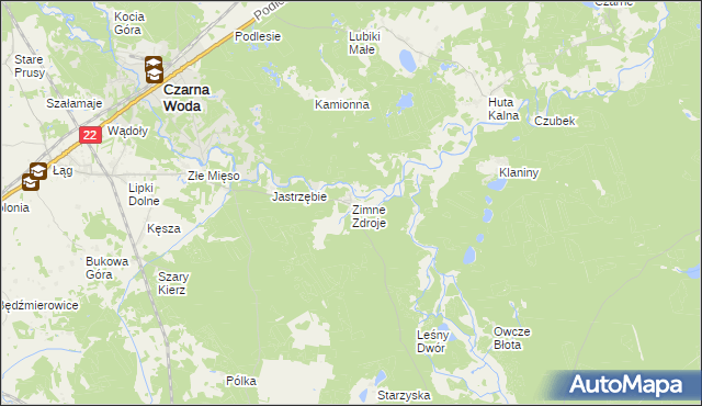 mapa Zimne Zdroje gmina Osieczna, Zimne Zdroje gmina Osieczna na mapie Targeo