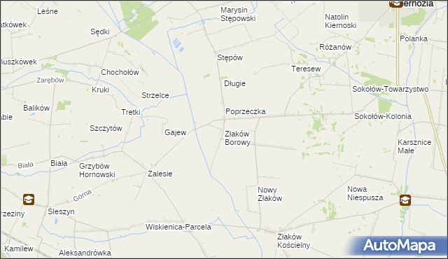 mapa Złaków Borowy, Złaków Borowy na mapie Targeo