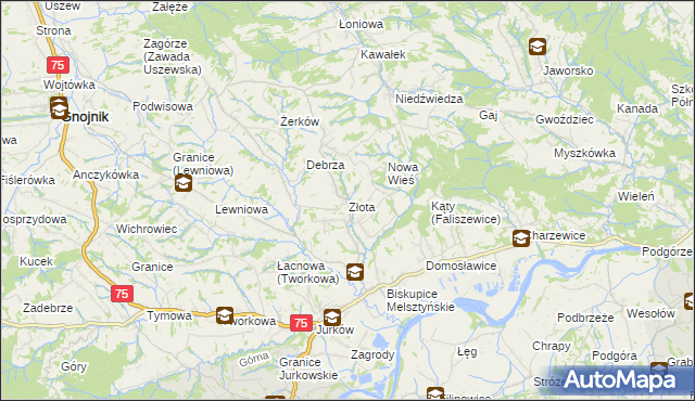 mapa Złota gmina Czchów, Złota gmina Czchów na mapie Targeo