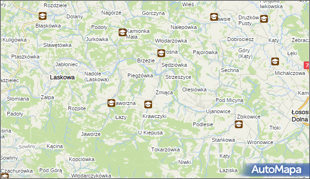 mapa Żmiąca, Żmiąca na mapie Targeo