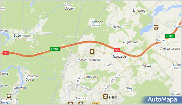 mapa Żołędowo gmina Osielsko, Żołędowo gmina Osielsko na mapie Targeo