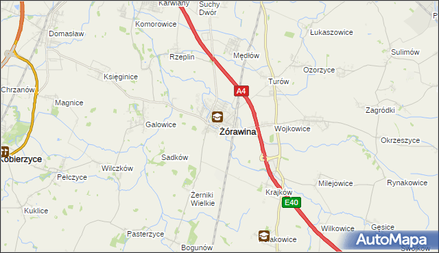 mapa Żórawina, Żórawina na mapie Targeo