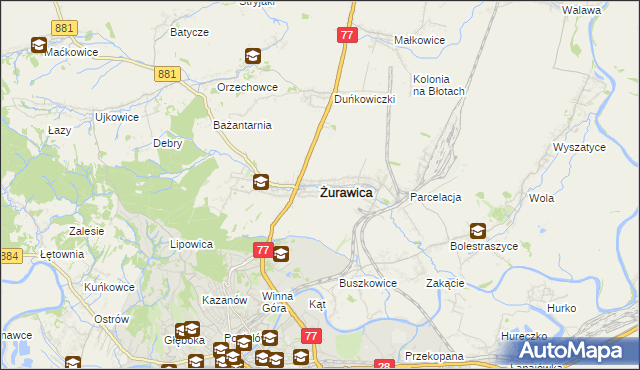 mapa Żurawica powiat przemyski, Żurawica powiat przemyski na mapie Targeo