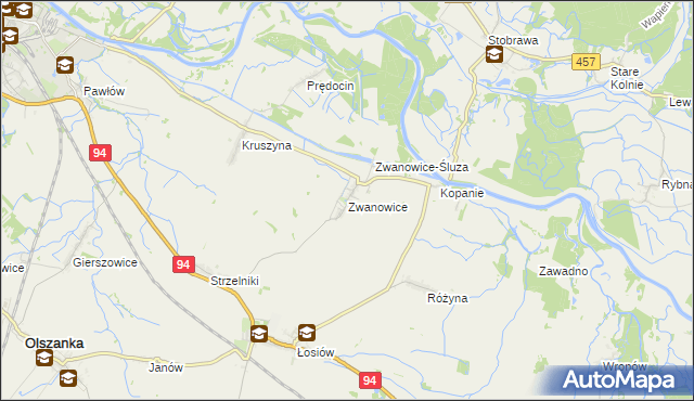 mapa Zwanowice gmina Skarbimierz, Zwanowice gmina Skarbimierz na mapie Targeo