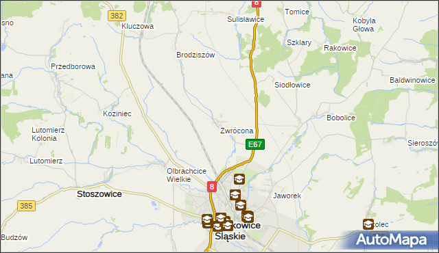 mapa Zwrócona, Zwrócona na mapie Targeo
