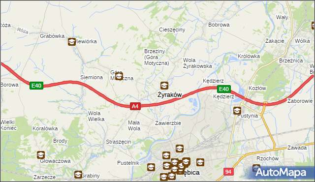 mapa Żyraków, Żyraków na mapie Targeo