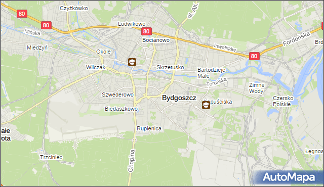 mapa Bydgoszczy, Bydgoszcz na mapie Targeo