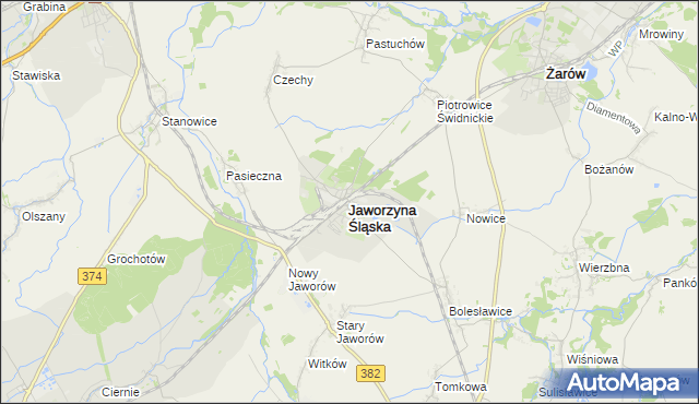 mapa Jaworzyna Śląska, Jaworzyna Śląska na mapie Targeo