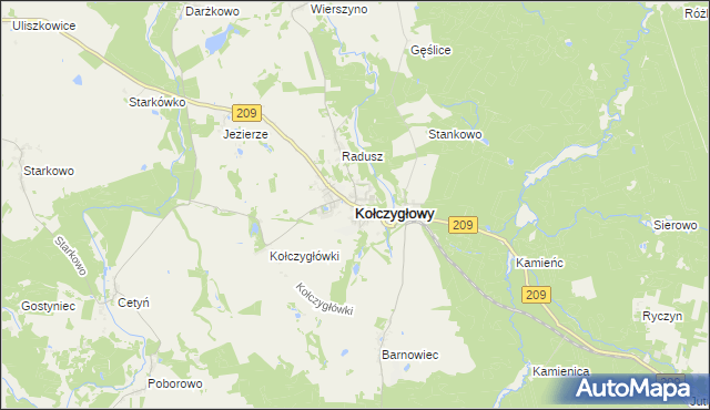 mapa Kołczygłowy, Kołczygłowy na mapie Targeo