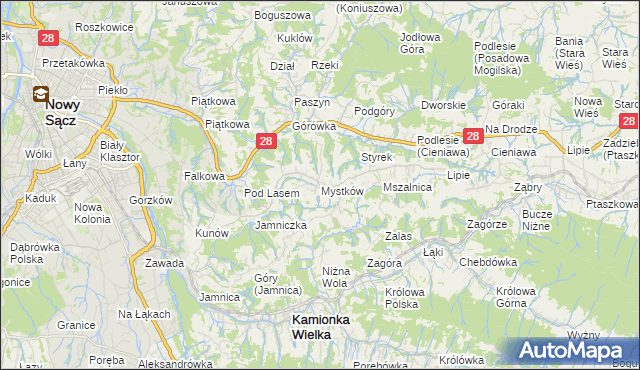 mapa Mystków, Mystków na mapie Targeo