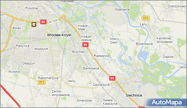 mapa Radwanice gmina Siechnice, Radwanice gmina Siechnice na mapie Targeo