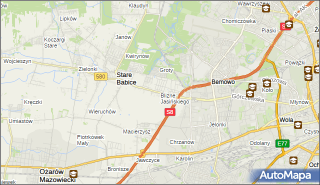 mapa Blizne Jasińskiego, Blizne Jasińskiego na mapie Targeo