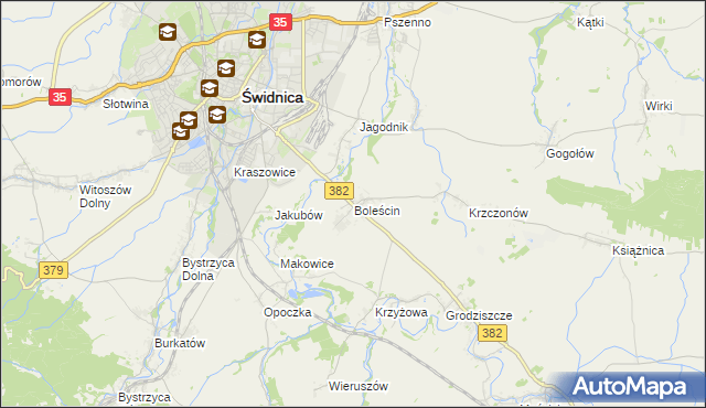 mapa Boleścin gmina Świdnica, Boleścin gmina Świdnica na mapie Targeo