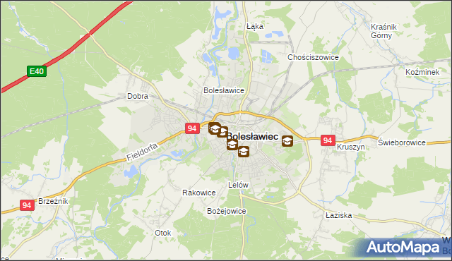 mapa Bolesławca, Bolesławiec na mapie Targeo