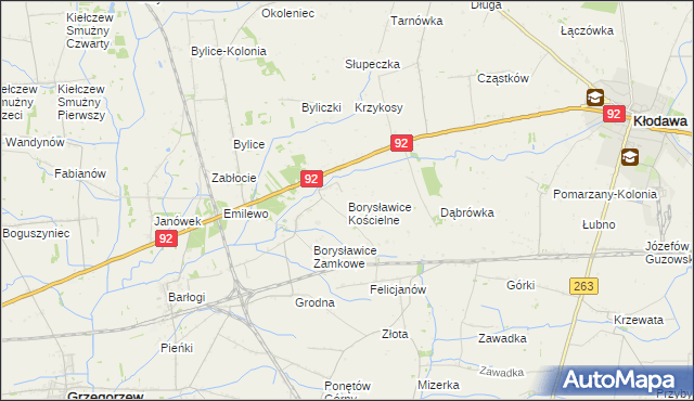 mapa Borysławice Kościelne, Borysławice Kościelne na mapie Targeo