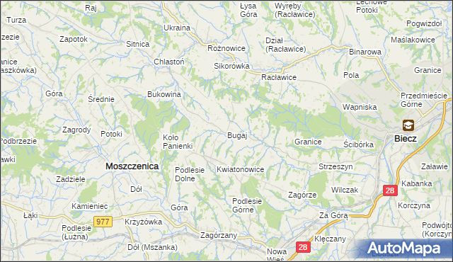 mapa Bugaj gmina Biecz, Bugaj gmina Biecz na mapie Targeo