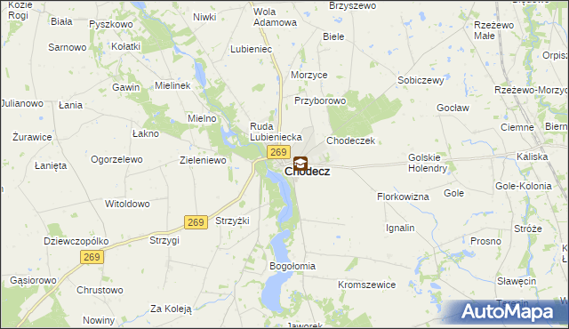 mapa Chodecz powiat włocławski, Chodecz powiat włocławski na mapie Targeo