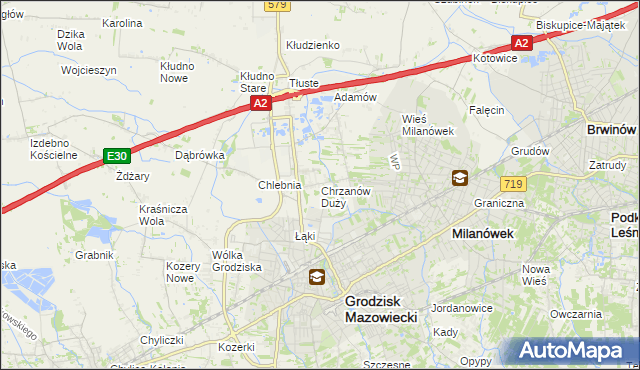 mapa Chrzanów Duży, Chrzanów Duży na mapie Targeo