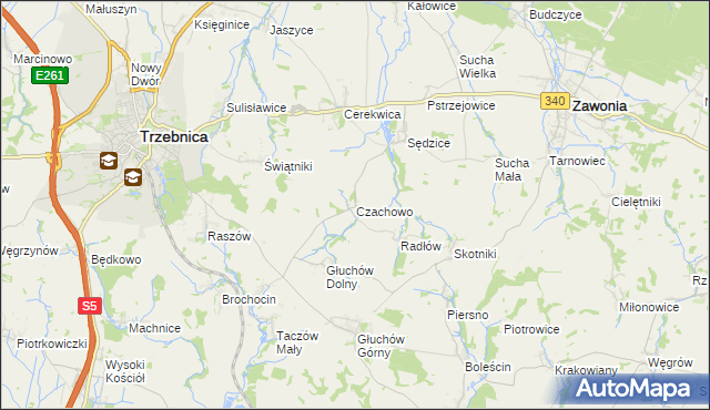 mapa Czachowo gmina Zawonia, Czachowo gmina Zawonia na mapie Targeo