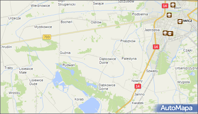 mapa Dąbkowice Dolne, Dąbkowice Dolne na mapie Targeo