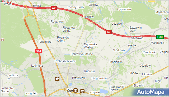 mapa Dąbrówka-Sowice, Dąbrówka-Sowice na mapie Targeo