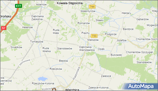 mapa Dąbrówka Warszawska, Dąbrówka Warszawska na mapie Targeo