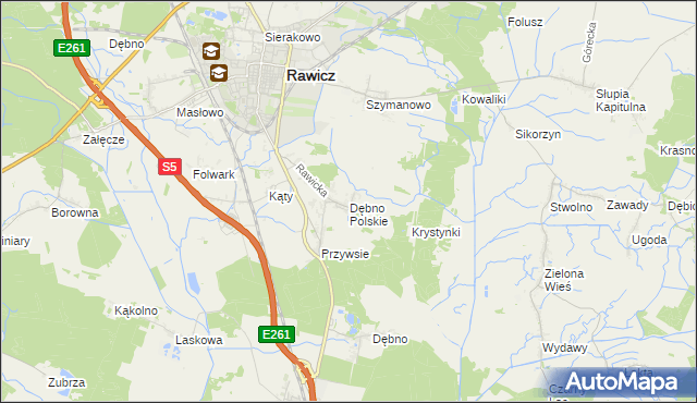 mapa Dębno Polskie, Dębno Polskie na mapie Targeo