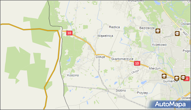 mapa Dołuje, Dołuje na mapie Targeo