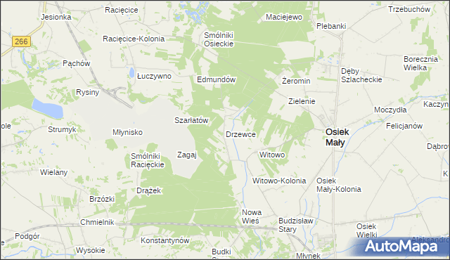 mapa Drzewce gmina Osiek Mały, Drzewce gmina Osiek Mały na mapie Targeo