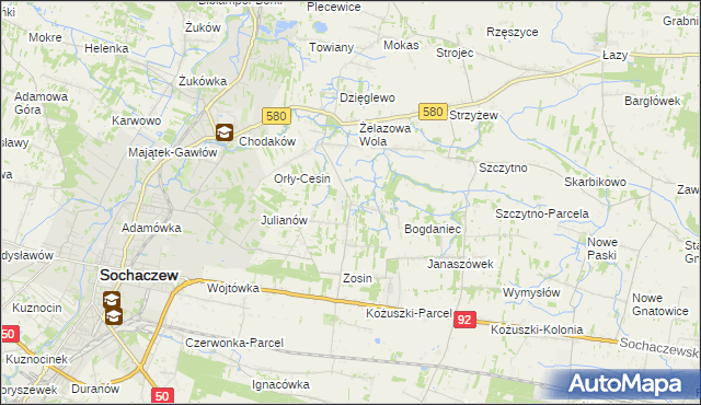 mapa Feliksów gmina Sochaczew, Feliksów gmina Sochaczew na mapie Targeo