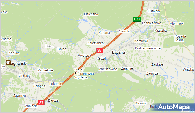 mapa Gózd gmina Łączna, Gózd gmina Łączna na mapie Targeo