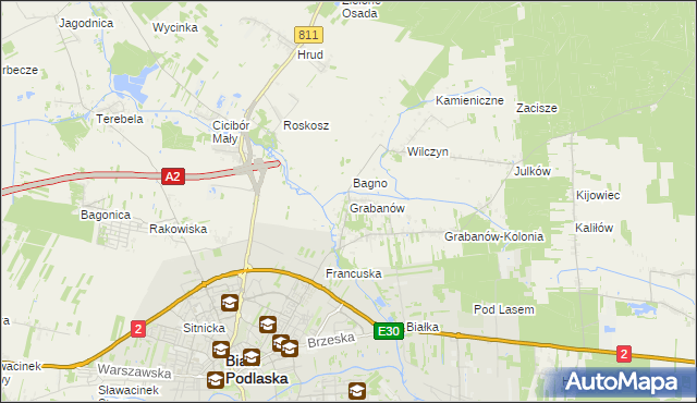 mapa Grabanów, Grabanów na mapie Targeo