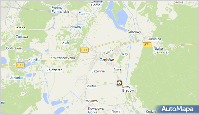 mapa Grębów powiat tarnobrzeski, Grębów powiat tarnobrzeski na mapie Targeo